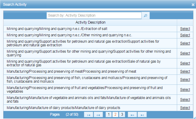 NTN Registration - Activity Search