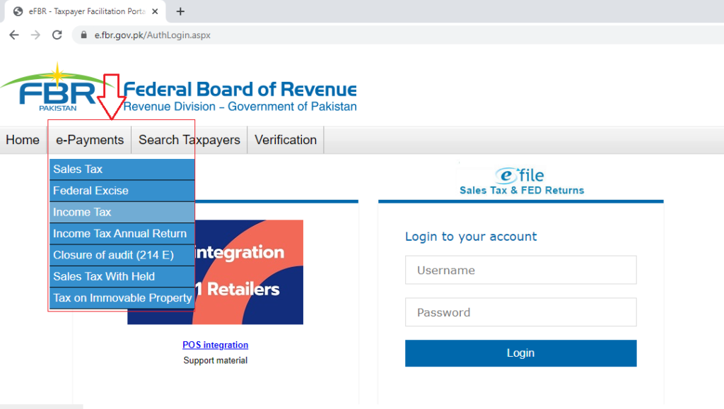 FBR e-file portal